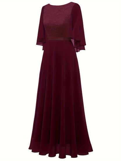 VAKKV Timeless Solid Lace Aline Bridesmaid Dress - Chic Crew Neckline, Flattering Wedding Party Gown - Premium Womens Fashion