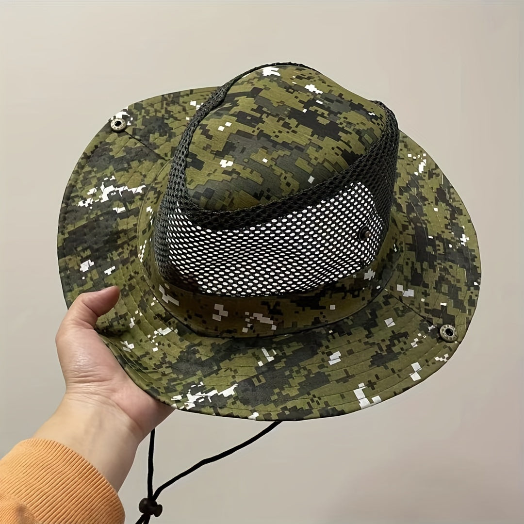 Large Brim Camouflage Sun Hat for Men - Ultimate Outdoor Protection with Cool and Handsome Style - Woven, Hand Washable, Ideal for Fishing, Work, Dry Farming, and Fisherman Activities