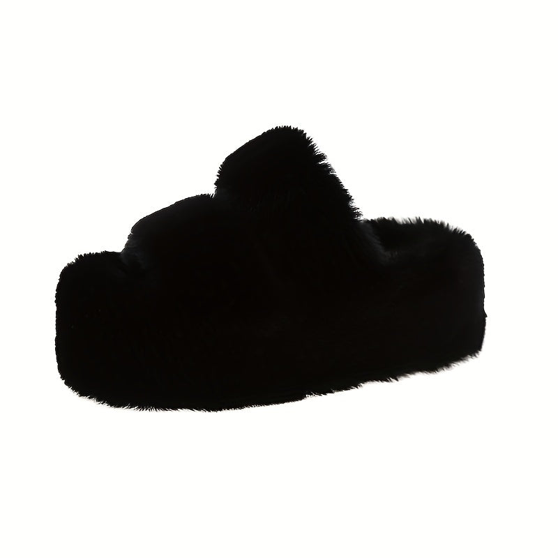 Stylish Double Strap Platform Slippers - Pillow-Soft & Luxurious Plush - Effortless Slip-On - Ultimate Indoor Comfort for Cozy Home Lounging