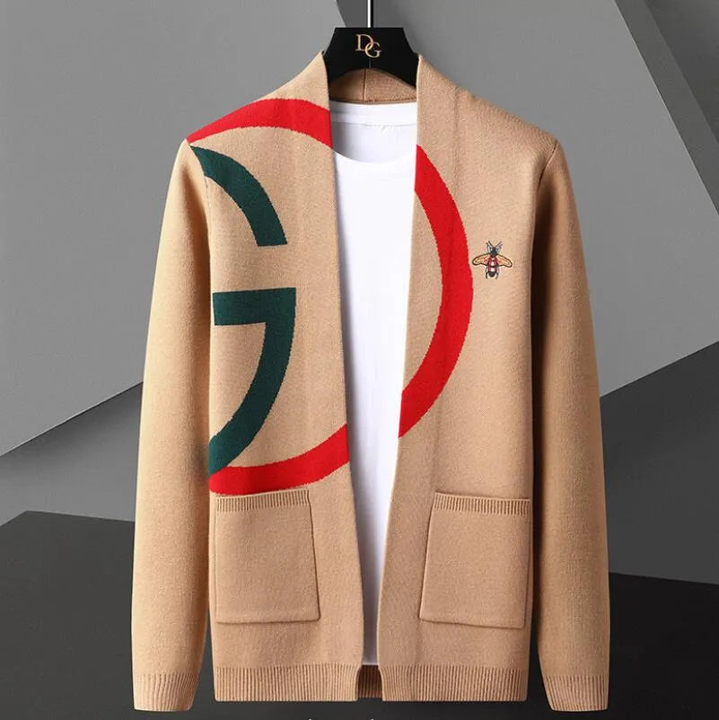 Men's Sweaters  Luxury Rhinestone Cardigan Sweater Men Clothing Hombre Botone Outwear Sweater Hot Drill Letter Printed Jacket