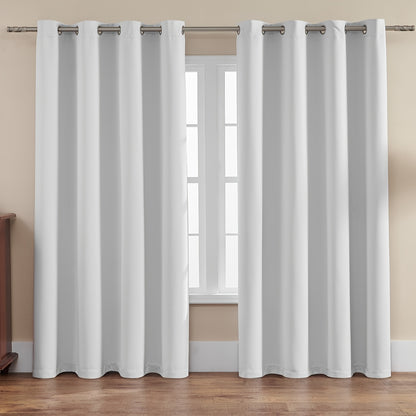 2PCS Holiday Daily Decoration Fabric Curtains, Grommet Top Solid Color Shading Curtain, Living Room Curtains, Bedroom Curtains, Office Home Decoration, Thermal Insulation Curtains