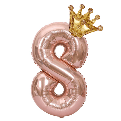 1 Pack/2pcs, 32in Rose Golden Number Crown Balloon, Birthday Decoration Balloon Party Decoration Balloon For Halloween Christmas Christmas, Halloween, Thanksgiving Day Gift