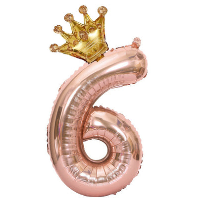 1 Pack/2pcs, 32in Rose Golden Number Crown Balloon, Birthday Decoration Balloon Party Decoration Balloon For Halloween Christmas Christmas, Halloween, Thanksgiving Day Gift