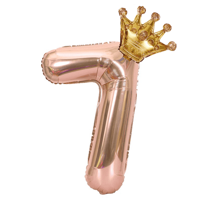 1 Pack/2pcs, 32in Rose Golden Number Crown Balloon, Birthday Decoration Balloon Party Decoration Balloon For Halloween Christmas Christmas, Halloween, Thanksgiving Day Gift