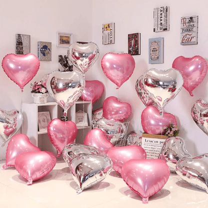 10pcs/set 18-Inch Shimmering Silver Pink Aluminum Film Love Balloons - Perfect Party Decorations for Valentines Day, Easter, and Birthday Celebrations - Great Gifts for Boys and Girls to Enjoy Fun Playtime Activities