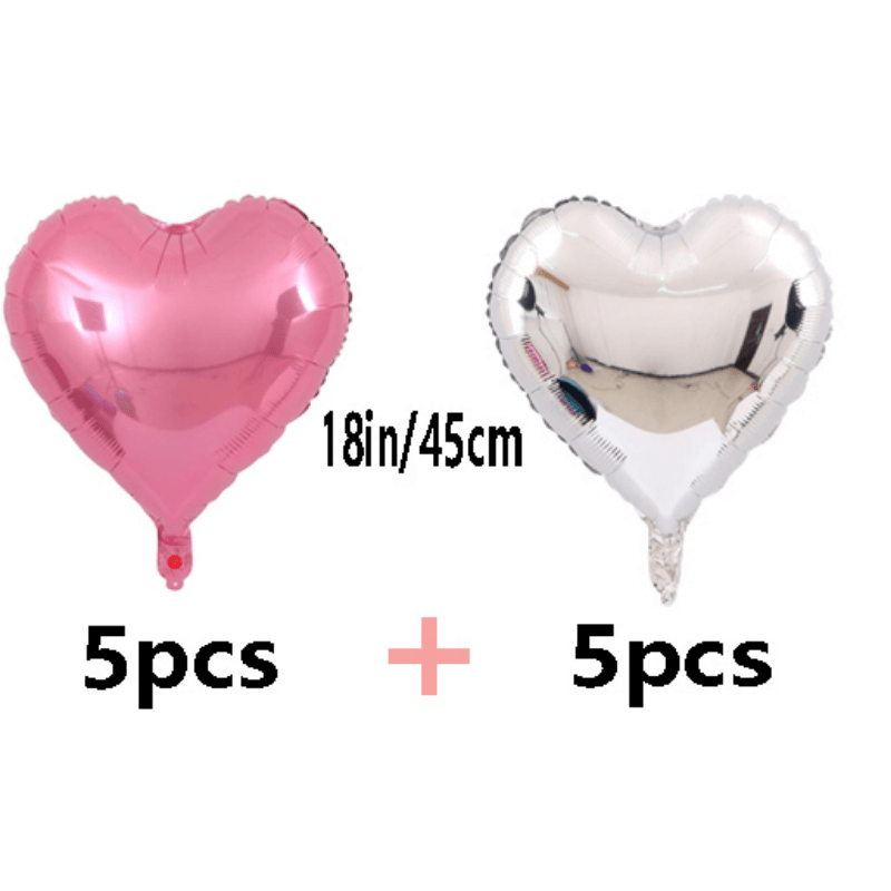 10pcs/set 18-Inch Shimmering Silver Pink Aluminum Film Love Balloons - Perfect Party Decorations for Valentines Day, Easter, and Birthday Celebrations - Great Gifts for Boys and Girls to Enjoy Fun Playtime Activities