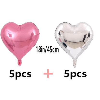 10pcs/set 18-Inch Shimmering Silver Pink Aluminum Film Love Balloons - Perfect Party Decorations for Valentines Day, Easter, and Birthday Celebrations - Great Gifts for Boys and Girls to Enjoy Fun Playtime Activities
