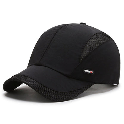 Spring/Summer Breathable Mesh Snapback Baseball Cap - Men's Sporty Dad Fishing Hat with Adjustable Strap and Classic Black Color - Perfect for Outdoor Activities