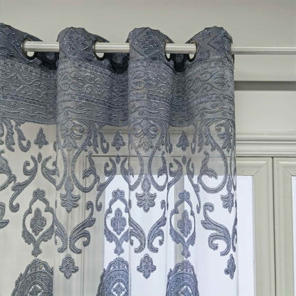 1pc Luxurious European-Style Grey Tulle Sheer Curtain - Elegant Grommet Top Drapes with Soft Filtered Light, Privacy, and Thermal Insulation for Living Room, Bedroom, Sliding Glass Door, and Patio - Enhance Your Home Decor with Sophisticated Style