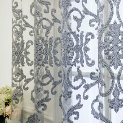 1pc Luxurious European-Style Grey Tulle Sheer Curtain - Elegant Grommet Top Drapes with Soft Filtered Light, Privacy, and Thermal Insulation for Living Room, Bedroom, Sliding Glass Door, and Patio - Enhance Your Home Decor with Sophisticated Style
