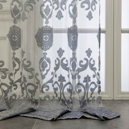 1pc Luxurious European-Style Grey Tulle Sheer Curtain - Elegant Grommet Top Drapes with Soft Filtered Light, Privacy, and Thermal Insulation for Living Room, Bedroom, Sliding Glass Door, and Patio - Enhance Your Home Decor with Sophisticated Style