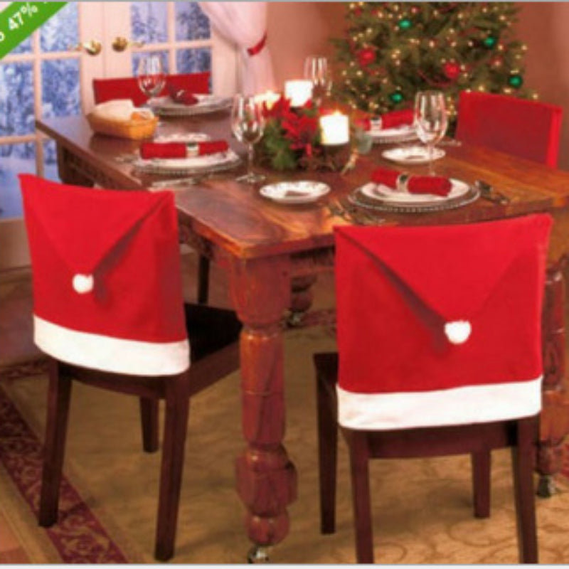 2/4/8pcs, Polyester Chair Cover, Christmas Decorations, Christmas Chair Cover, Christmas Hat, Christmas Holiday Supplies, Christmas Large Chair Cover, Room Decor For kitchen
