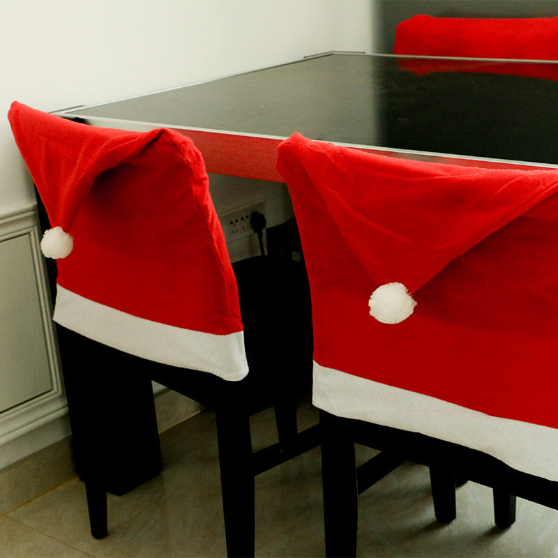 2/4/8pcs, Polyester Chair Cover, Christmas Decorations, Christmas Chair Cover, Christmas Hat, Christmas Holiday Supplies, Christmas Large Chair Cover, Room Decor For kitchen