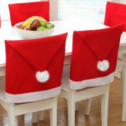 2/4/8pcs, Polyester Chair Cover, Christmas Decorations, Christmas Chair Cover, Christmas Hat, Christmas Holiday Supplies, Christmas Large Chair Cover, Room Decor For kitchen