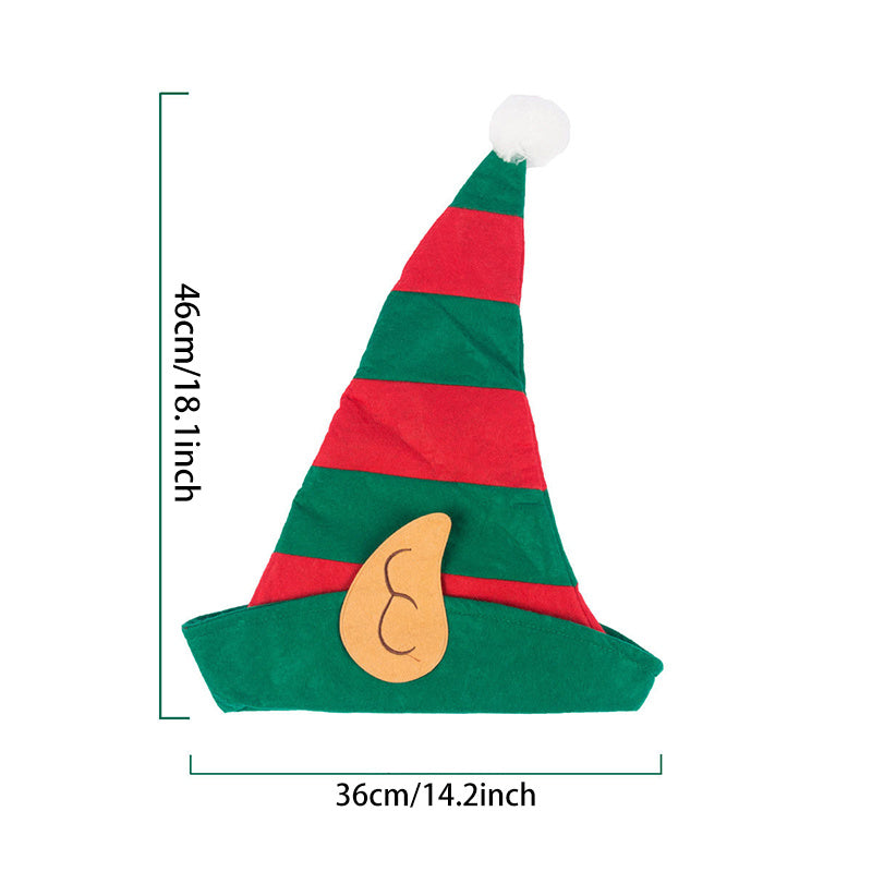 1pc Vibrant Red and Green Striped Christmas Elf Hat - Festive Party Headwear for Holiday Celebrations - Non-woven, Daily Party Supplies, Navidad Decorations, and Gift Ideas