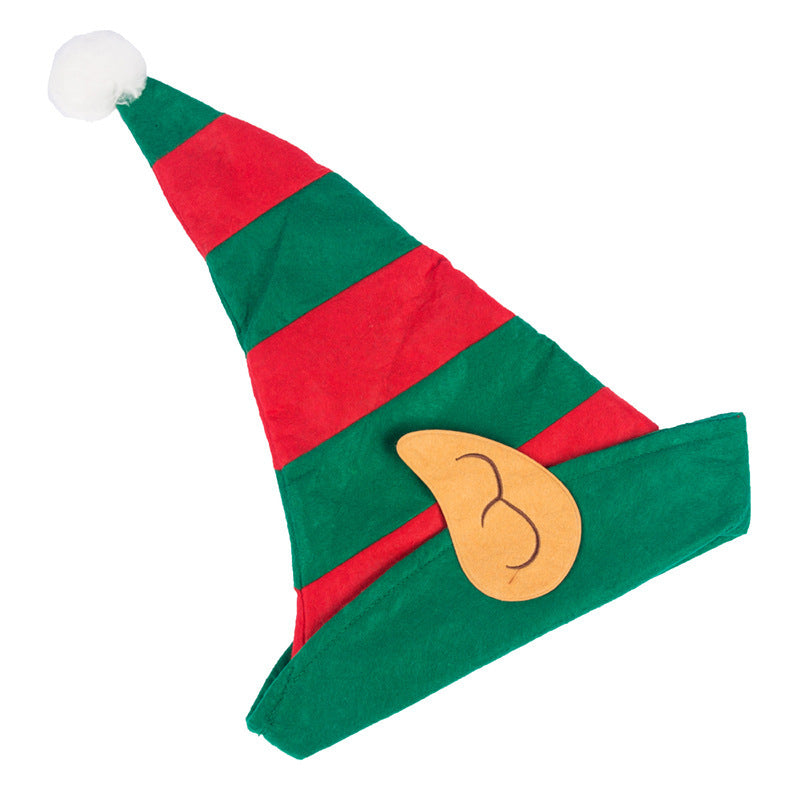 1pc Vibrant Red and Green Striped Christmas Elf Hat - Festive Party Headwear for Holiday Celebrations - Non-woven, Daily Party Supplies, Navidad Decorations, and Gift Ideas