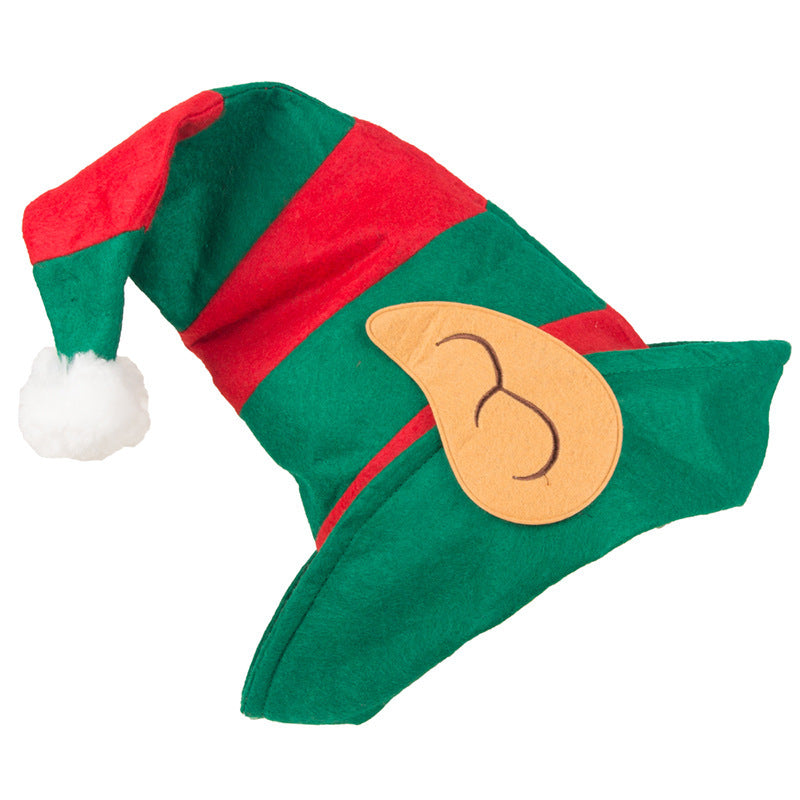 1pc Vibrant Red and Green Striped Christmas Elf Hat - Festive Party Headwear for Holiday Celebrations - Non-woven, Daily Party Supplies, Navidad Decorations, and Gift Ideas