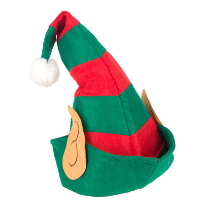 1pc Vibrant Red and Green Striped Christmas Elf Hat - Festive Party Headwear for Holiday Celebrations - Non-woven, Daily Party Supplies, Navidad Decorations, and Gift Ideas