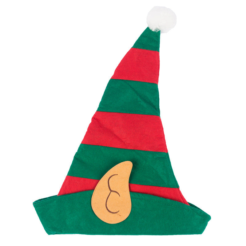 1pc Vibrant Red and Green Striped Christmas Elf Hat - Festive Party Headwear for Holiday Celebrations - Non-woven, Daily Party Supplies, Navidad Decorations, and Gift Ideas