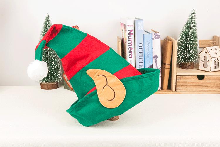 1pc Vibrant Red and Green Striped Christmas Elf Hat - Festive Party Headwear for Holiday Celebrations - Non-woven, Daily Party Supplies, Navidad Decorations, and Gift Ideas