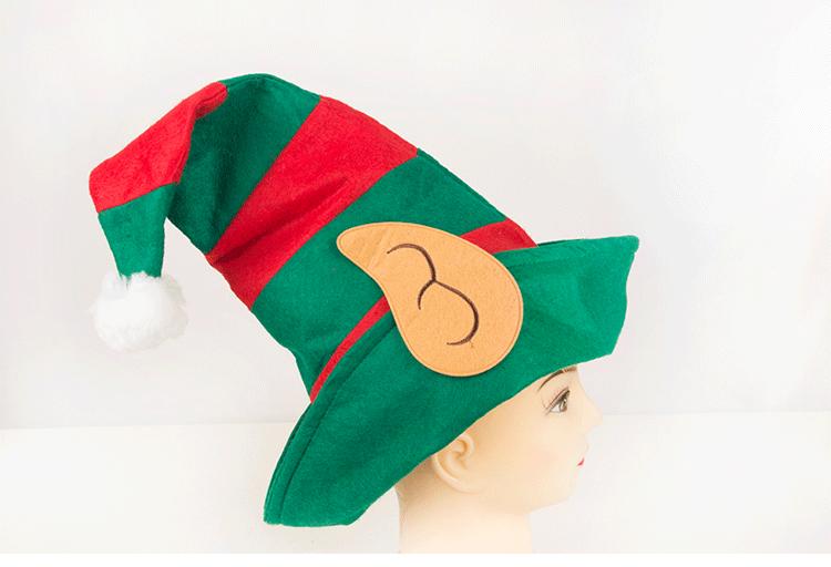 1pc Vibrant Red and Green Striped Christmas Elf Hat - Festive Party Headwear for Holiday Celebrations - Non-woven, Daily Party Supplies, Navidad Decorations, and Gift Ideas