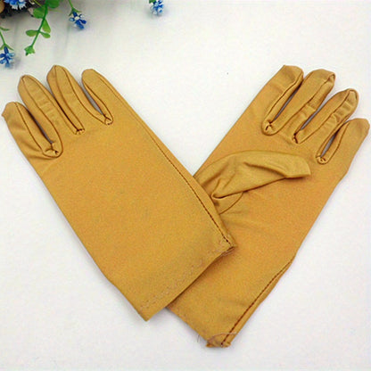 Minimalist Solid Color Etiquette Gloves Short Elastic Warm Split Finger Gloves Autumn Winter Casual Outdoor Riding Gloves
