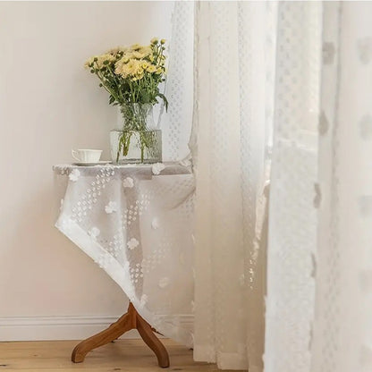 2PC French Pastoral Gauze Curtain Jacquard Four-season Universal Curtain Floating Window Living Room Bedroom Balcony Home Decoration, Bedroom, Study, Living Room, Party, Background Decoration
