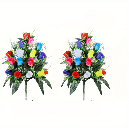 Elegant Artificial Rose Graveyard Flowers - Perfect for Memorials, Funerals & Cemetery Decor
