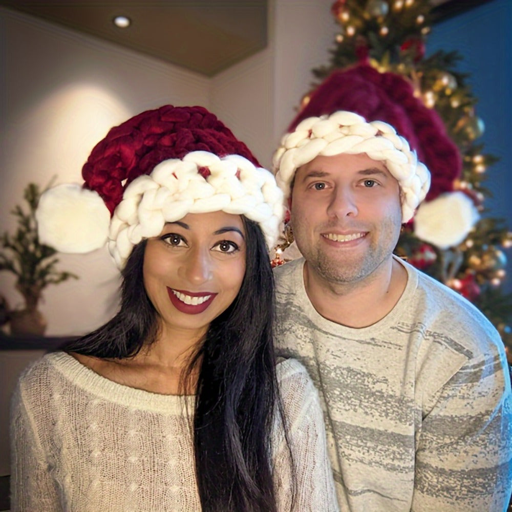 Cozy Knit Christmas Hat - Festive Holiday Headwear, Perfect for Party Favors & Gifts, Stretchy Polyester, Christmas Decor