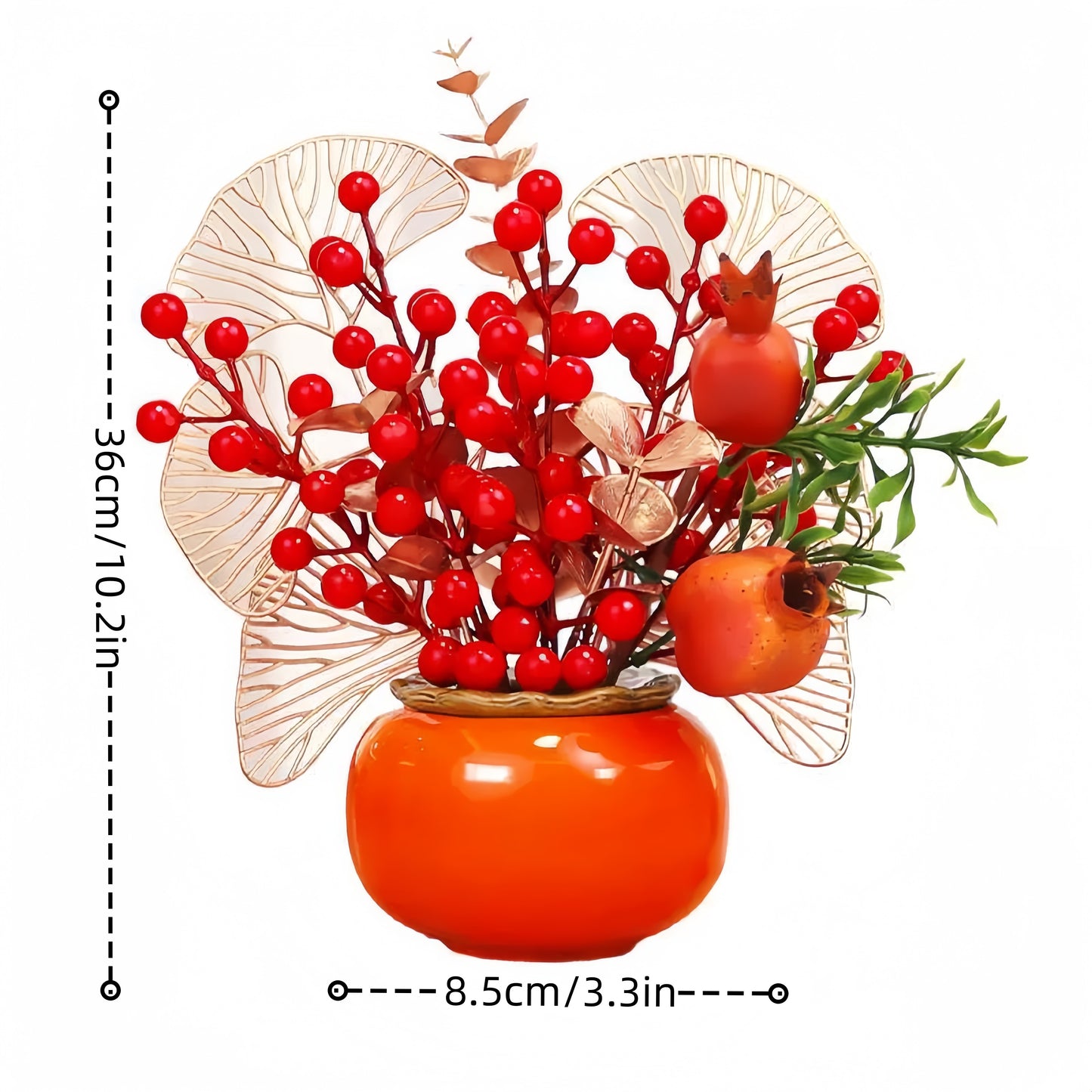 Charming Faux Floral Arrangement with Red Berries - Perfect for Living Room, Entryway Decor & Housewarming Gifts - Includes Container, Ideal for Christmas & Holiday Home Accents