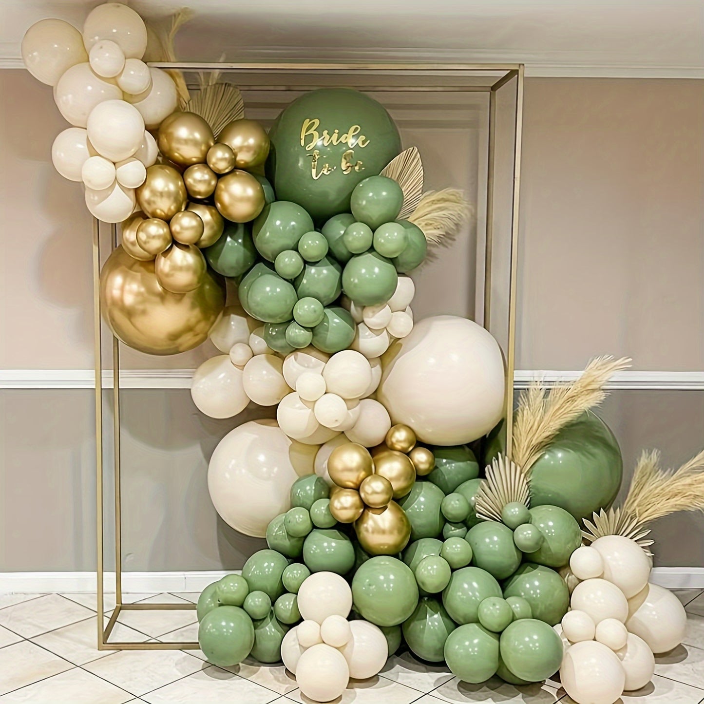15pcs Vintage Green Golden White Balloon Set - Elegant Decor for Festive Occasions - Premium Quality, Versatile Usage - Perfect for Birthdays, Weddings, Holidays & More - Indoor/Outdoor Scene Arrangement, Unforgettable Gatherings, Thoughtful Easter Gift