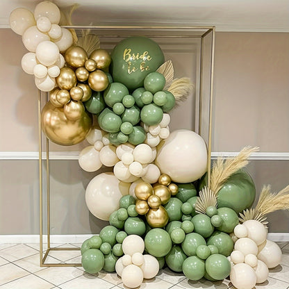 15pcs Vintage Green Golden White Balloon Set - Elegant Decor for Festive Occasions - Premium Quality, Versatile Usage - Perfect for Birthdays, Weddings, Holidays & More - Indoor/Outdoor Scene Arrangement, Unforgettable Gatherings, Thoughtful Easter Gift