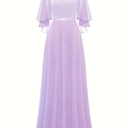 VAKKV Timeless Solid Lace Aline Bridesmaid Dress - Chic Crew Neckline, Flattering Wedding Party Gown - Premium Womens Fashion