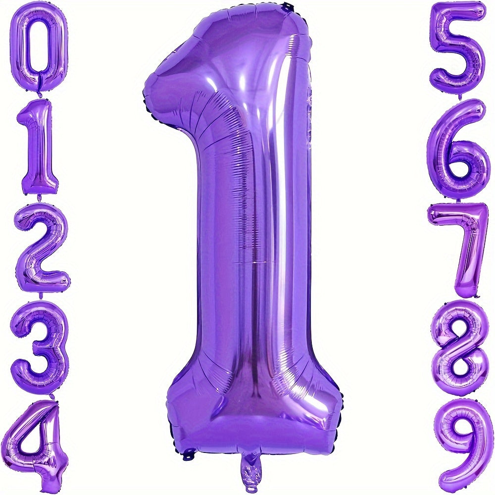 40 Inch Purple Party Balloons Set: Includes Large Number 2 and Numbers 0-9 for Festive Decorations - Suitable for Birthdays, Anniversaries, and Celebrations