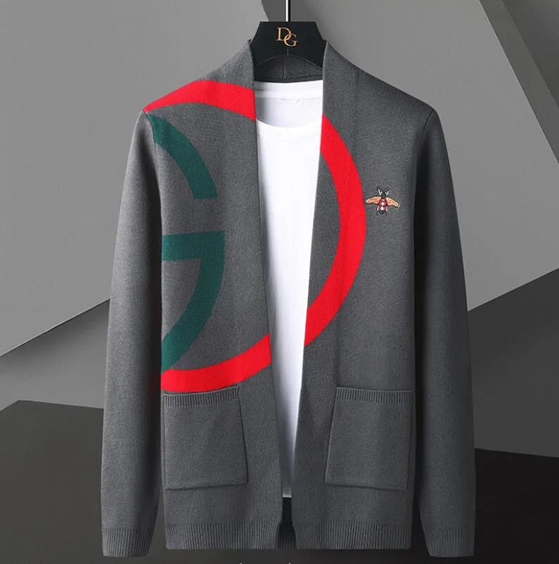 Men's Sweaters  Luxury Rhinestone Cardigan Sweater Men Clothing Hombre Botone Outwear Sweater Hot Drill Letter Printed Jacket