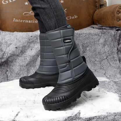 Men's Winter Snow Boots - High Shank, Insulated PU, Rubber Sole, Suitable for All Men