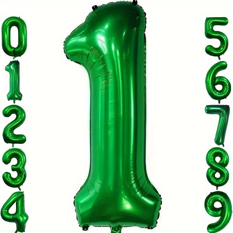 1pc, 32-inch Foil Green Number 0-9 Balloon for Birthday, Anniversary, Graduation, Home Room Decor, Atmosphere Background Layout, Party Decor Supplies