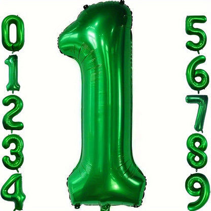 1pc, 32-inch Foil Green Number 0-9 Balloon for Birthday, Anniversary, Graduation, Home Room Decor, Atmosphere Background Layout, Party Decor Supplies