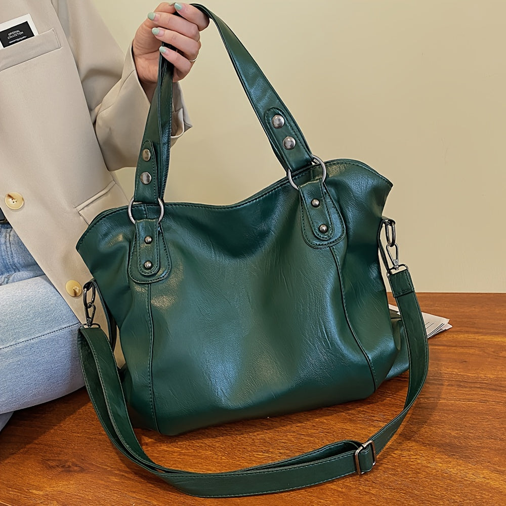 [Fast Arrival] Luxurious Soft Tote Bag - Large Capacity Women's Shopper Bag for Travel and Daily Use - High-Quality Black Zipper Fashion Bag with Portable Design and Solid Color