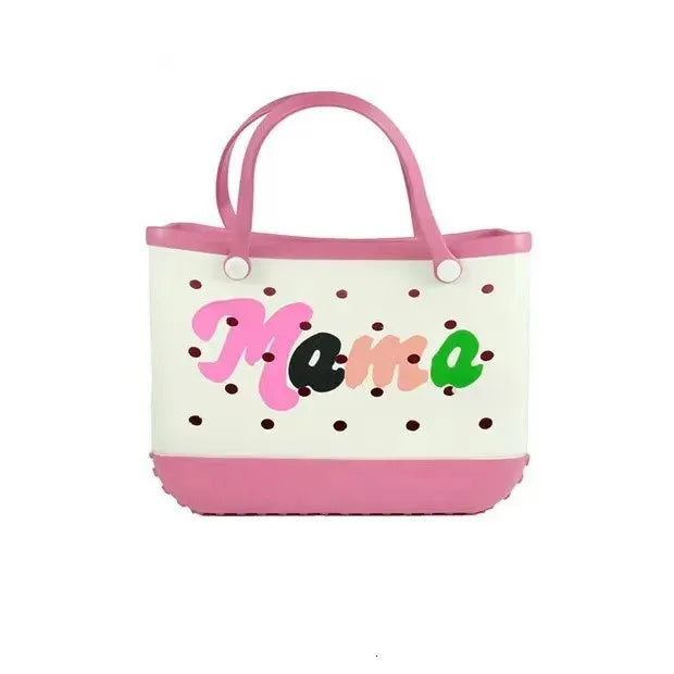 Large Boggs Beach Bag Baseball Summer Rugby EVA Beach Basket Womens Picnic Handbag Hole Waterproof Handbag Shoulder Bag 240529