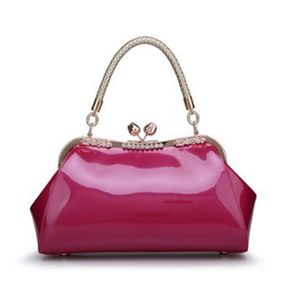 2025 Fashion glossy clip patent leather women's bag New bag high-end solid color bridal wedding bag  portable underarm bag