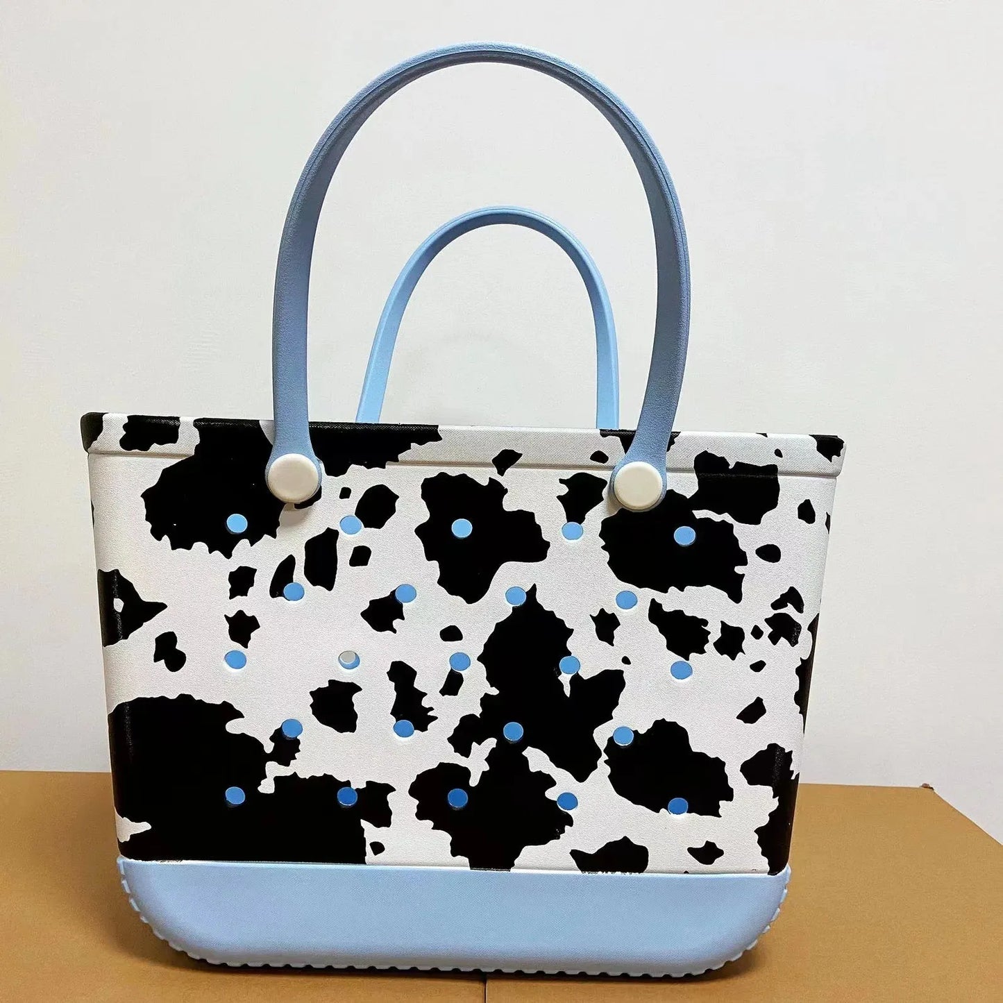 Large Boggs Beach Bag Baseball Summer Rugby EVA Beach Basket Womens Picnic Handbag Hole Waterproof Handbag Shoulder Bag 240529