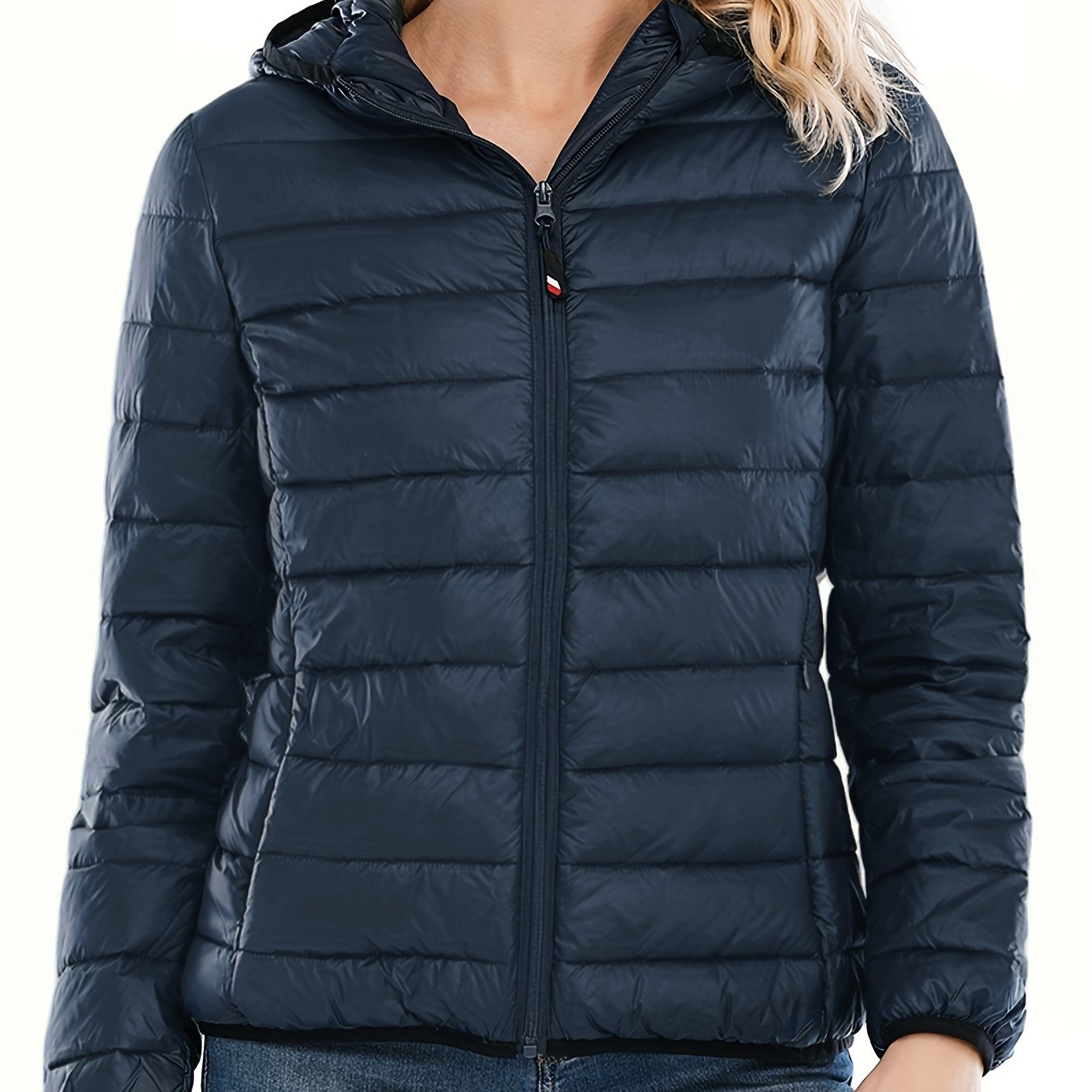 Zip Up Solid Hooded Coat, Casual Long Sleeve Winter Warm Outerwear, Women's Clothing