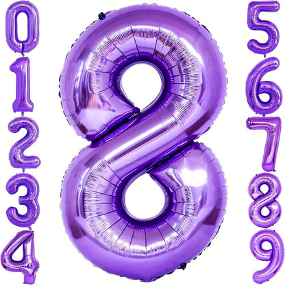 40 Inch Purple Party Balloons Set: Includes Large Number 2 and Numbers 0-9 for Festive Decorations - Suitable for Birthdays, Anniversaries, and Celebrations