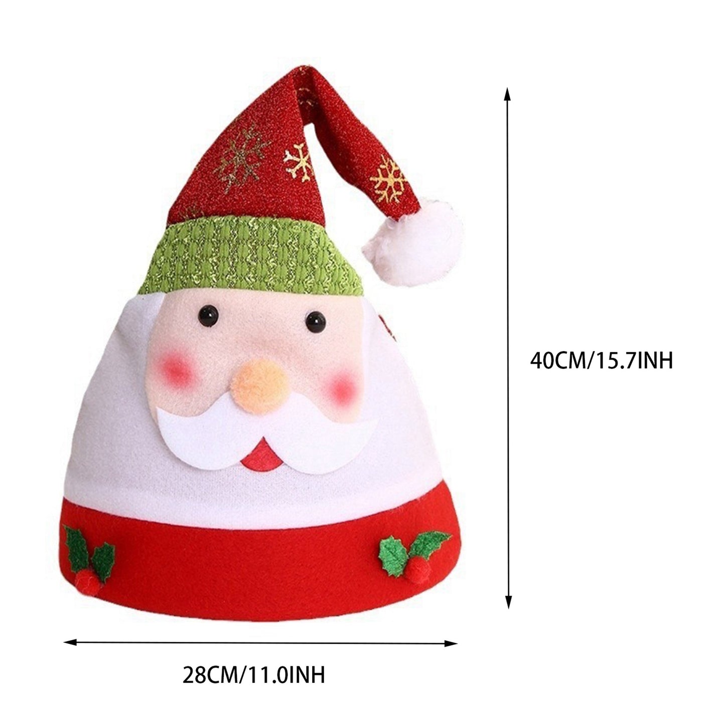 1pc Festive Christmas Fleece Hat, Elastic Polyester Santa Claus Cap with Embroidery, Machine Washable, No Feathers, Holiday Party Accessory
