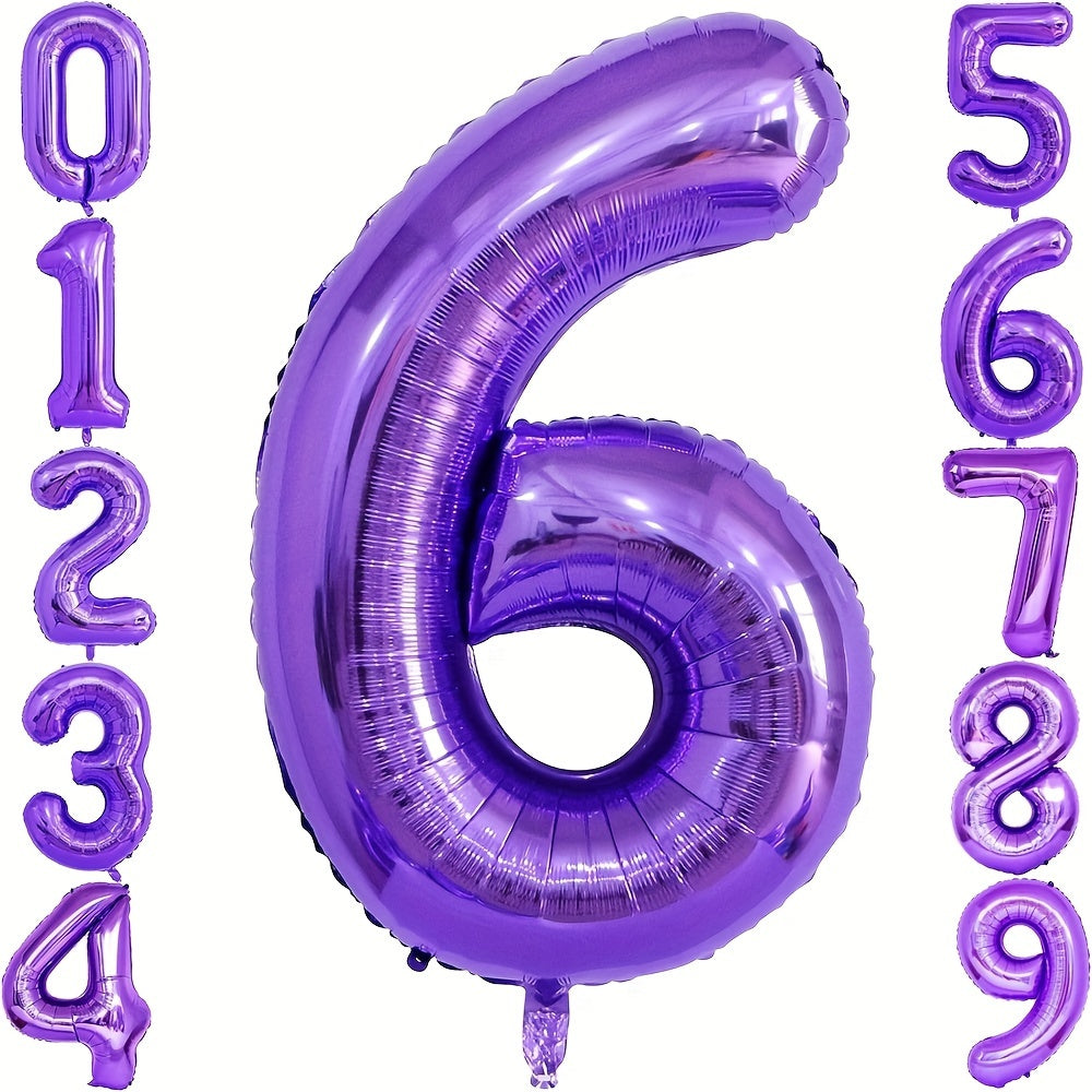 40 Inch Purple Party Balloons Set: Includes Large Number 2 and Numbers 0-9 for Festive Decorations - Suitable for Birthdays, Anniversaries, and Celebrations