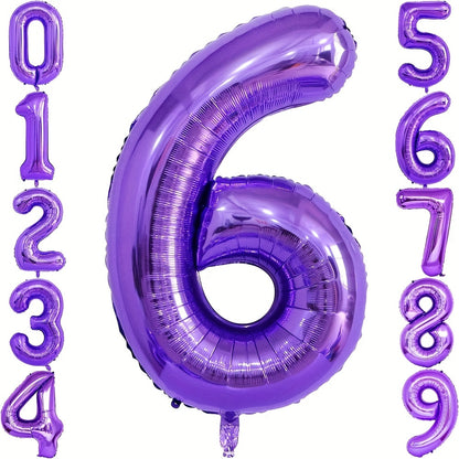 40 Inch Purple Party Balloons Set: Includes Large Number 2 and Numbers 0-9 for Festive Decorations - Suitable for Birthdays, Anniversaries, and Celebrations