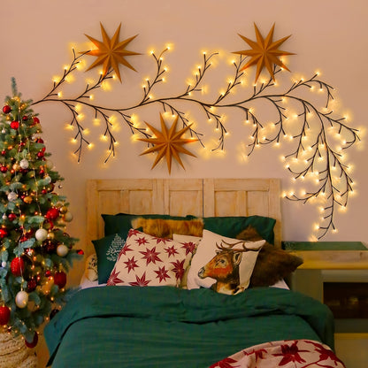 1.8m/5.9Ft Artificial Plants Tree Branches Vines For Room Decor, 96 LEDs Enchanted Willow Vine Lights For Christmas Decorations Indoor Home Decor Halloween Gift