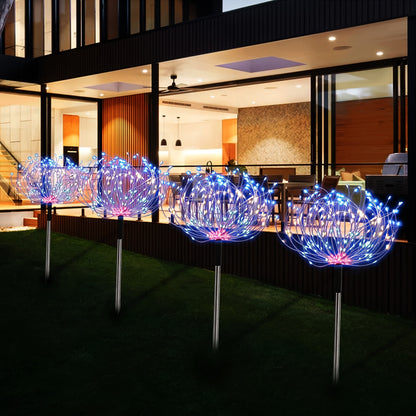 4pcs/1pc 320/240/90LED Solar Garden Lights Outdoor, Solar Firework Lights Upgraded and5 Waterproof Solar Powered Sparkler Lights For Outside With 8 Lighting Modes For Garden Yard Outdoor Decor, Halloween Christmas Decorations Outdoors (Warm White, Multico