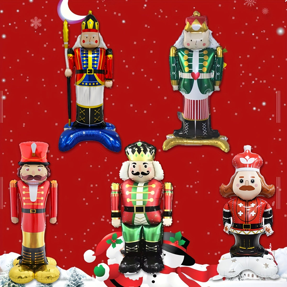 Christmas Nutcracker Balloon 3D Stand-Up Giant Decoration - Festive Aluminium Film Inflatable Balloon for Holiday Decor, Christmas Party Accessories, 14+ Age Group, 1 Pc Pack